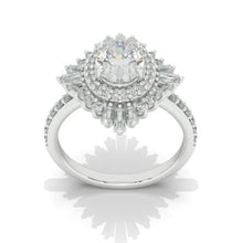 Load image into Gallery viewer, 2 Carat Moissanite Diamond Round Cut Halo White Gold Engagement Ring