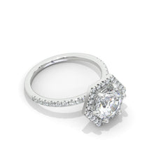 Load image into Gallery viewer, 2 Carat Moissanite Diamond Round Cut Hexagon Halo White Gold Engagement Ring