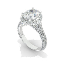 Load image into Gallery viewer, Vintage Style 10x8mm Oval Cut Giliarto Moissanite Diamond White Gold Engagement Ring