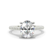Load image into Gallery viewer, 3 Carat Moissanite Diamond Oval Cut Hidden Halo Rose Gold Engagement Ring