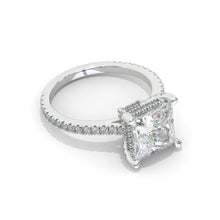 Load image into Gallery viewer, 3 Carat Princess Cut Moissanite Giliarto Hidden Halo Gold Engagement Ring