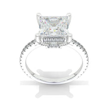Load image into Gallery viewer, 3 Carat Princess Cut Moissanite Giliarto Hidden Halo Gold Engagement Ring