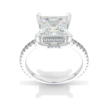 Load image into Gallery viewer, 3 Carat Princess Cut Moissanite Giliarto Hidden Halo Gold Engagement Ring