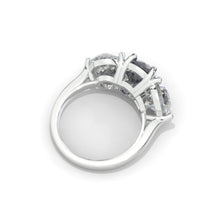 Load image into Gallery viewer, 2 Carat Dark Gray Blue Moissanite Three Stones Engagement Ring