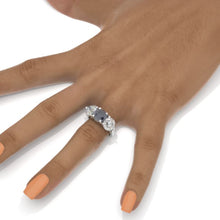 Load image into Gallery viewer, ''Courtney'' 2 Carat Dark Gray Blue Moissanite Three Stones Engagement Ring