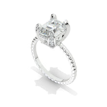 Load image into Gallery viewer, 3Ct Emerald Shaped Step Cut Moissanite Gold Engagement Ring