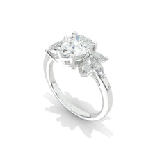 Load image into Gallery viewer, Pear Shaped Moissanite Engagement Ring. Vintage Unique Marquise Cut Cluster Engagement Ring