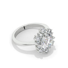 Load image into Gallery viewer, Snowflake Moissanite Ring/2.0ct Round Cut Moissanite Halo Ring/Solid 14K White Gold Ring/Art Deco Engagement Ring / Wedding Ring