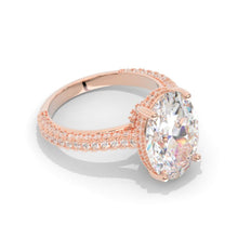 Load image into Gallery viewer, 10 Carat Oval Cut 14x10mm Giliarto Moissanite Hidden Halo Rose Gold Engagement Ring