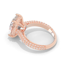 Load image into Gallery viewer, 10 Carat Oval Cut 14x10mm Giliarto Moissanite Hidden Halo Rose Gold Engagement Ring