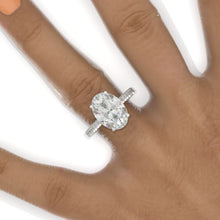 Load image into Gallery viewer, 10 Carat Oval Cut 14x10mm Giliarto Moissanite Hidden Halo White Gold Engagement Ring