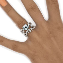 Load image into Gallery viewer, 2 Carat Genuine Moss Agate Twig Floral White Gold Engagement Ring Set