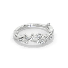 Load image into Gallery viewer, 14K Solid Gold Eternity Band Set With Moissanite | 14K Weddings Bands | Thin Floral Band | Stacking Twig Ring