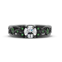 Load image into Gallery viewer, Moissanite Celtic Engagement Ring 14K Black Gold