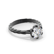 Load image into Gallery viewer, 2 Carat Moissanite Floral 6 Prongs 14K Black Gold Engagement Ring