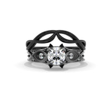 Load image into Gallery viewer, 14K Black Gold Moissanite Celtic Engagement Ring