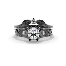 Load image into Gallery viewer, 14K Black Gold Moissanite Celtic Engagement Ring