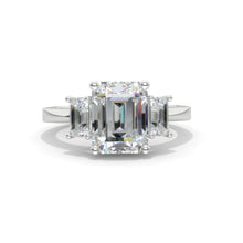 Load image into Gallery viewer, 3 Carat Giliarto Emerald Cut Moissanite Three-Stone Engagement Ring