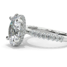 Load image into Gallery viewer, 4 Carat Oval Cut Giliarto Moissanite Hidden Halo White Gold Engagement Ring