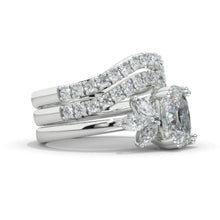 Load image into Gallery viewer, 2Ct Cushion Cut Moissanite Vintage Engagement Ring, Cushion Engagement Ring, Marquise Side Accents Stones 14K White Gold Ring Set
