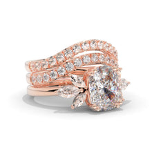 Load image into Gallery viewer, 2Ct Cushion Cut Moissanite Vintage Engagement Ring, Cushion Engagement Ring, Marquise Side Accents Stones 14K White Gold Ring Set