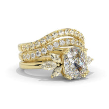Load image into Gallery viewer, 2Ct Cushion Cut Moissanite Vintage Engagement Ring, Cushion Engagement Ring, Marquise Side Accents Stones 14K White Gold Ring Set