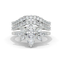 Load image into Gallery viewer, 2Ct Marquise Cut Moissanite Vintage Engagement Ring, Marquise Engagement Ring, Marquise Side Accents Stones 14K White Gold Ring Set