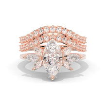 Load image into Gallery viewer, 2Ct Marquise Cut Moissanite Vintage Engagement Ring, Marquise Engagement Ring, Marquise Side Accents Stones 14K White Gold Ring Set