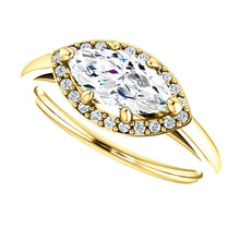 Load image into Gallery viewer, 14K Yellow Gold 10x5 mm Forever One Moissanite Marquise 1/10 CTW Diamond Engagement Ring