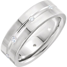 Load image into Gallery viewer, 14K White 1/6 CTW Diamond Grooved Comfort-Fit Band