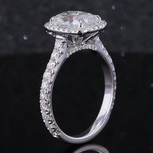 Load image into Gallery viewer, 3Ct Cushion Moissanite 14K White Engagement Ring, Cushion Halo Engagement Ring