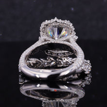 Load image into Gallery viewer, 4Ct Moissanite Engagement Ring Halo Radiant Cut Moissanite Engagement Ring, 10x8mm Radiant Cut Moissanite Engagement Ring with Eternity band4Ct Moissanite Engagement Ring Halo Radiant Cut Moissanite Engagement Ring, 10x8mm Radiant Cut Moissanite Engagement Ring with Eternity band