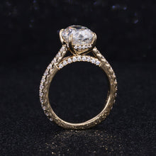 Load image into Gallery viewer, 3 Carat Moissanite Diamond Oval Cut Hidden Halo Rose Gold Engagement Ring