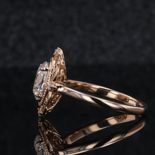 Load image into Gallery viewer, 14K White Gold 2 Carat Oval Moissanite Halo Vintage Engagement Ring