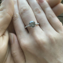 Load image into Gallery viewer, 2 Carat Dark Gray Grey Blue Moissanite Stone with Accent Stones 14K White Gold Ring
