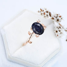Load image into Gallery viewer, 14K Rose Gold Dainty Oval San Stone Leaf Ring