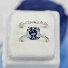 Load image into Gallery viewer, 3 Carat Gray Moissanite Engagement Eternity Gold Rings Set