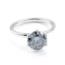 Load image into Gallery viewer, Giliarto 3 Carat Grey Gray Moissanite Stone 14K White Six Prong Promissory Gold Ring