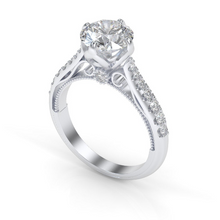 Load image into Gallery viewer, 2 Carat Dark Gray Grey Moissanite Engagement 14K White Gold Ring Classic Customized Design Your Own Ring