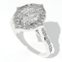 Load image into Gallery viewer, 1.5 Carat Oval Moissanite Halo Engagement Ring Eternity Ring Set
