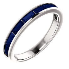 Load image into Gallery viewer, 14K White Chatham® Created Blue Sapphire Ring