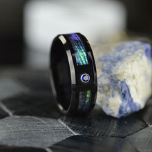 Load image into Gallery viewer, Genuine Abalone Shell Men's Tungsten Carbide Ring