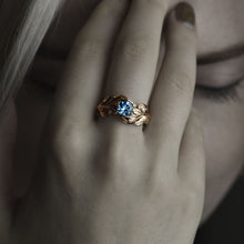 Load image into Gallery viewer, 14K White Gold aquamarine and diamond ring-6 Natural Diamond