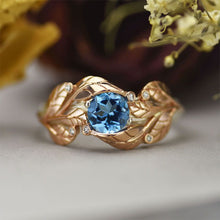 Load image into Gallery viewer, 1.0 Carat Aquamarine Diamond Engagement Ring 14K Rose and White Gold
