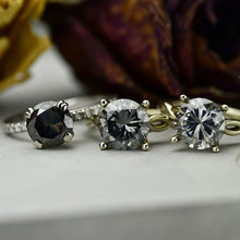 Load image into Gallery viewer, 3.7 Carat Grey Gray Moissanite Stone 14K White Gold Ring