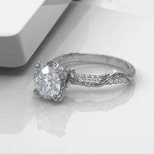 Load image into Gallery viewer, 2.0 Carat Moissanite Giliarto Nature Engagement Ring-58 round accents 0.4 TCW 14K White Gold