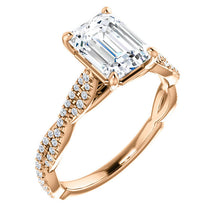 Load image into Gallery viewer, 14K Gold 8x6 mm Emerald Cut Forever One Moissanite 1/3 CTW Diamond Engagement Ring