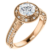 Load image into Gallery viewer, 14K Gold 6.5mm Round Forever One Moissanite 1/4 CTW Diamond Engagement Ring