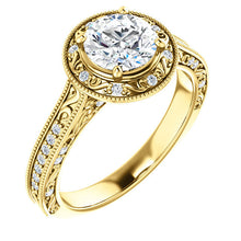 Load image into Gallery viewer, 14K Gold 6.5mm Round Forever One Moissanite 1/4 CTW Diamond Engagement Ring