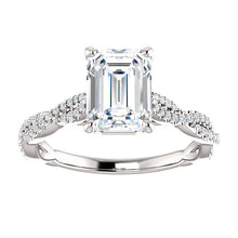 Load image into Gallery viewer, 14K Gold 8x6 mm Emerald Cut Forever One Moissanite 1/3 CTW Diamond Engagement Ring